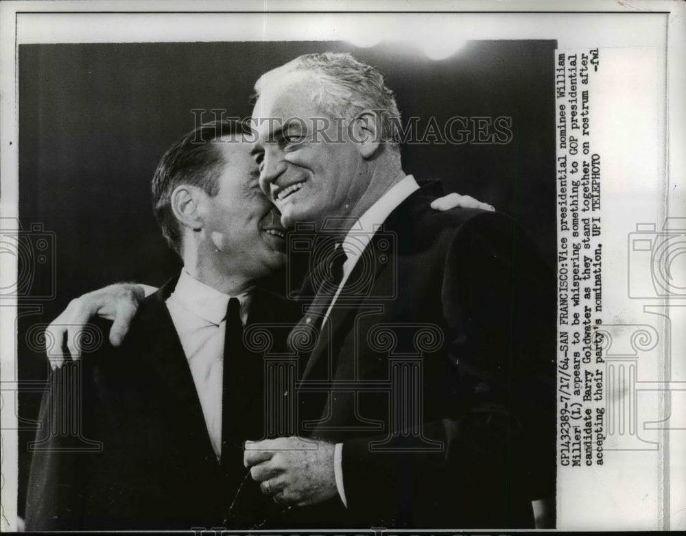 1964 Press Photo VP nominee William Miller & candidate Barrry Goldwater - Historic Images