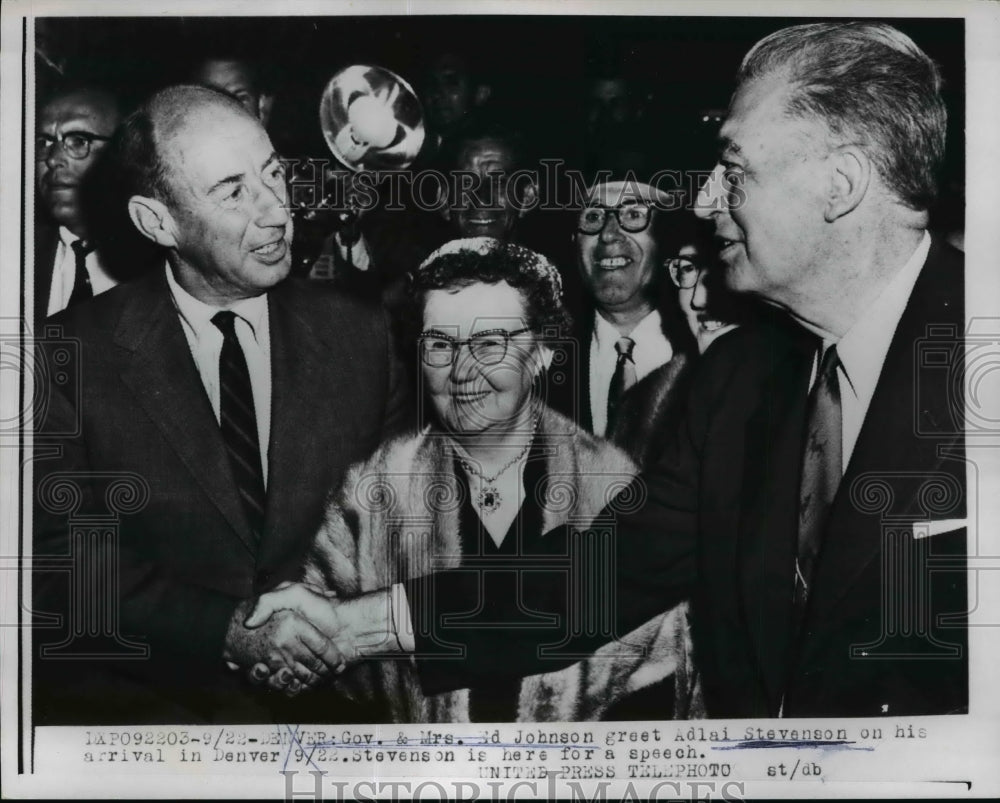 1956 Press Photo Democratic Presidential candidate &amp; Mrs Adlai Stevenson - Historic Images