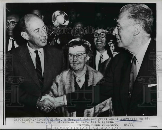 1956 Press Photo Democratic Presidential candidate & Mrs Adlai Stevenson - Historic Images
