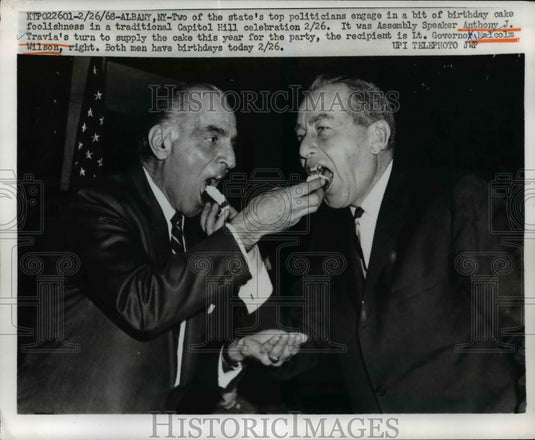 1968 NY Assembly Speaker Anthony J Travia & Lt Gov Malcolm Wilson - Historic Images
