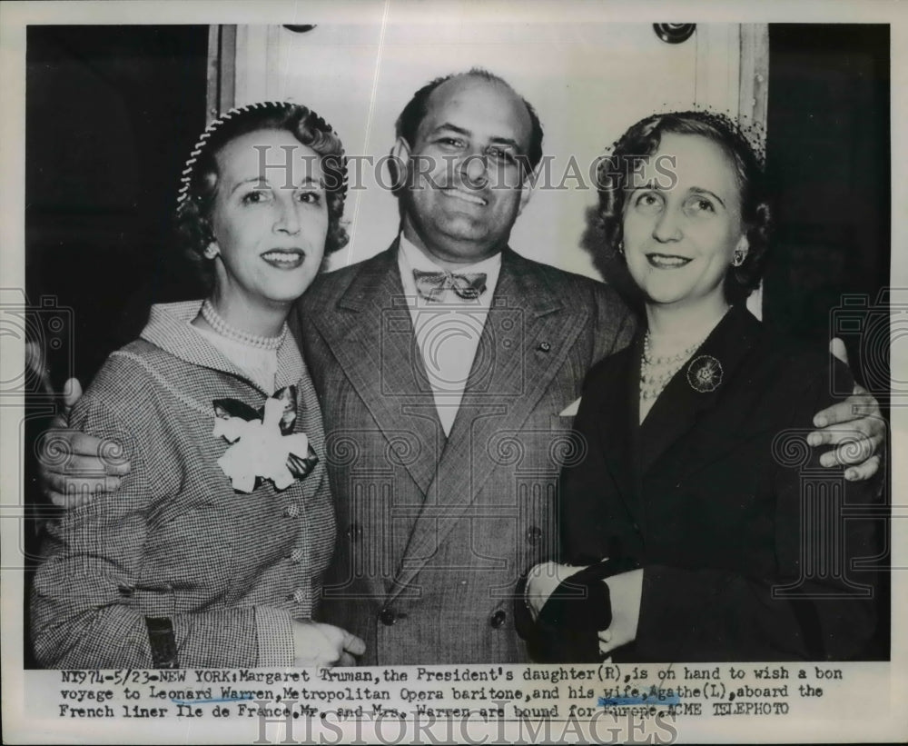 1951 Press Photo President Truman&#39; sdaughter Margaret, Leonard Warren &amp; wife - Historic Images