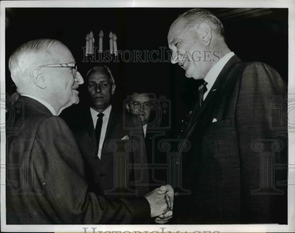 1965 President Lyndon Johnson &amp; ex President Harry Truman - Historic Images