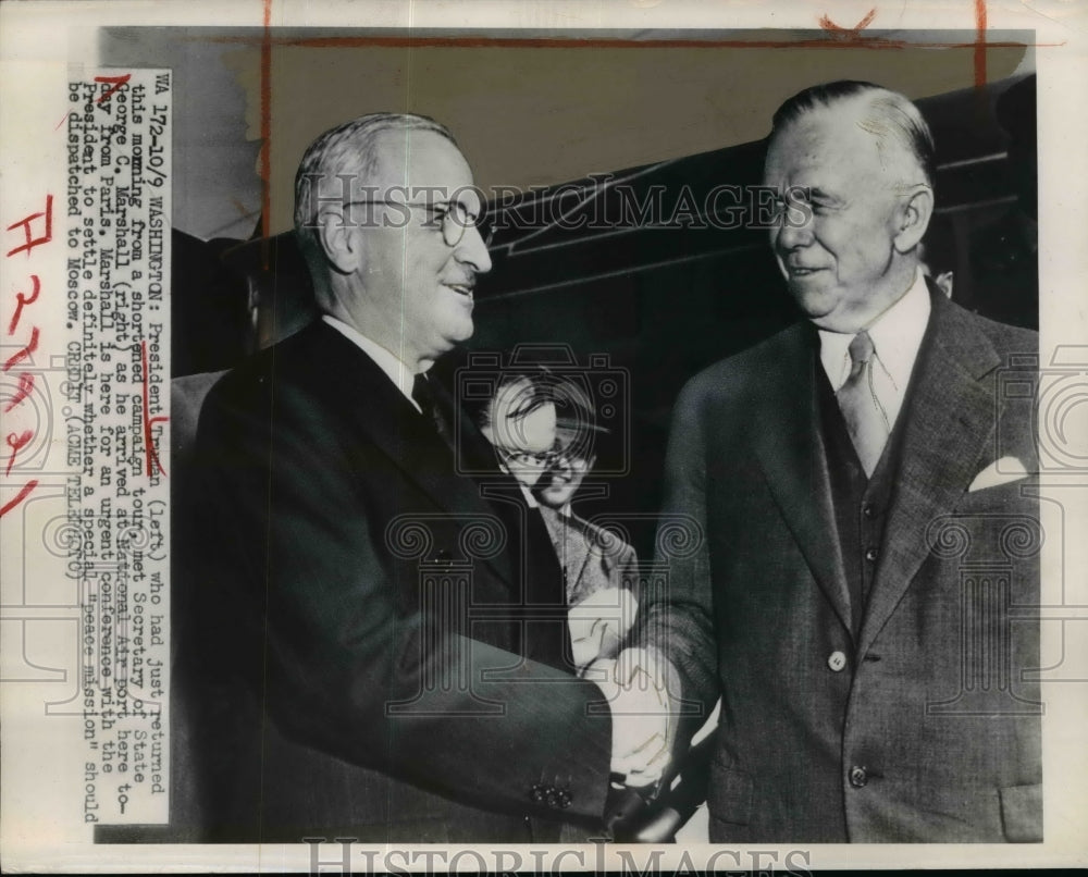 1948 President Truman Secretary of State George C Marshall - Historic Images