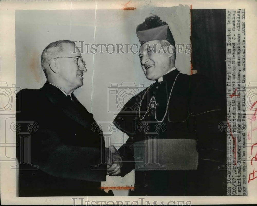 1947 President Truman &amp; Archbishop Richard Cushing  - Historic Images