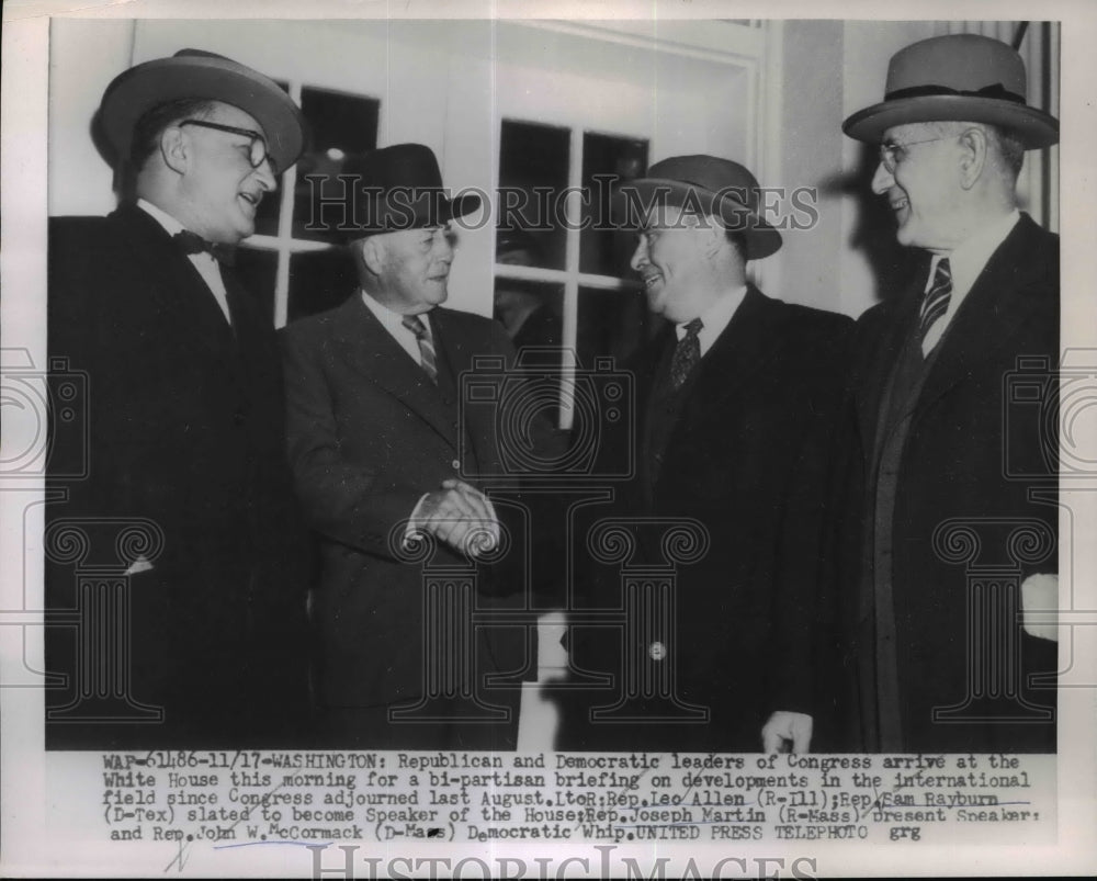 1954 Rep Leo Allen Sam Rayburn, Joseph Martin & John McCormack - Historic Images