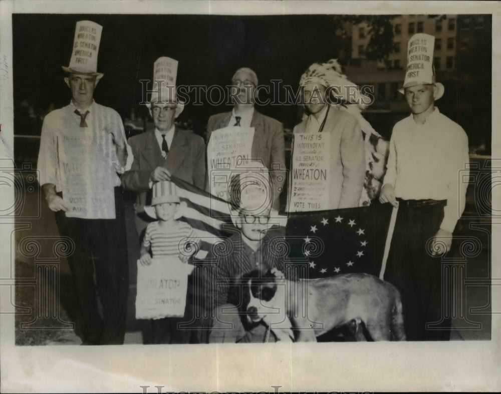 1957 Press Photo Douglas Wheaton &amp; supporters as he runs for Wisconsin Senator-Historic Images