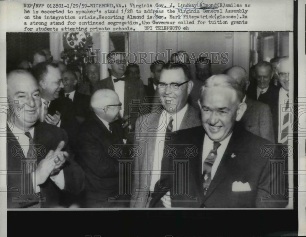 1959 Virginia Governor Lindsay Almond in Richmond Virginia - Historic Images