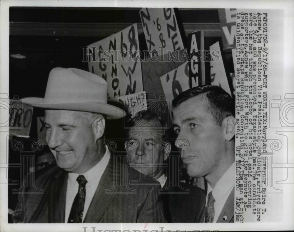 1968 Press Photo MD Governor Spiro Agnew at Ft Worth Texas campaign for VP-Historic Images