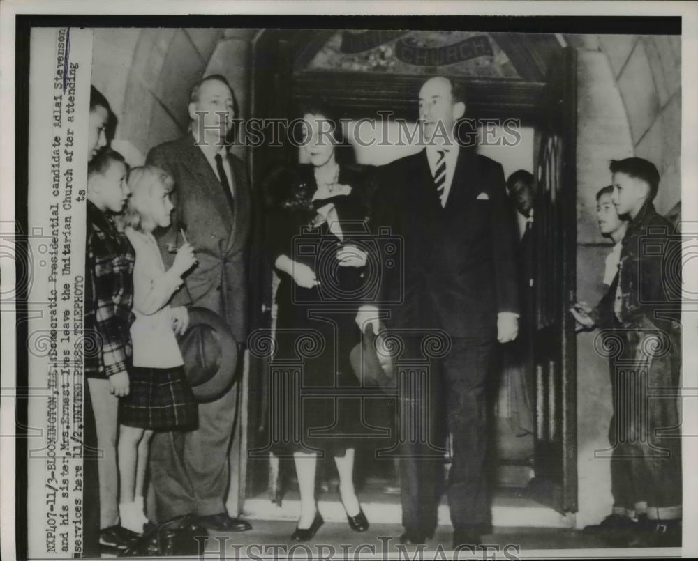 1952 Press Photo Presidential candidate Adlai Stevenson & sister Mrs E Ives - Historic Images