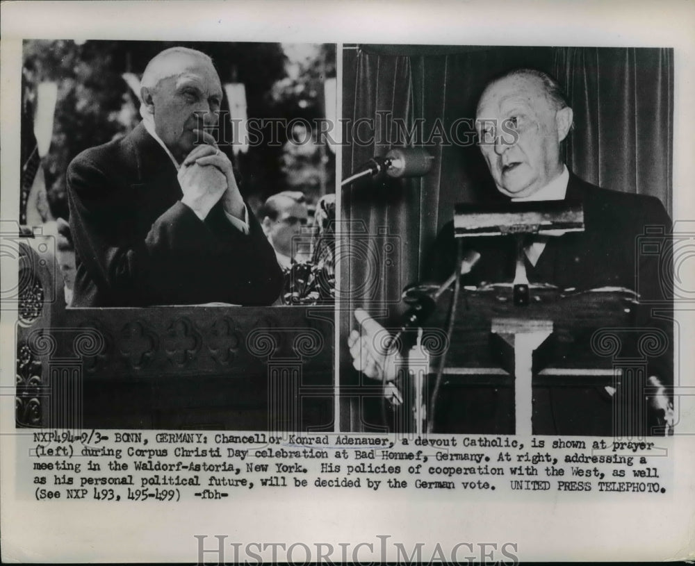 1953 Press Photo German Chancellor Konrad Adenauer in Bonn Germany - nep03322-Historic Images