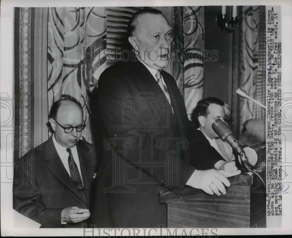 1953 Press Photo German Chancellor Konrad Adenauer at DC National Press club-Historic Images