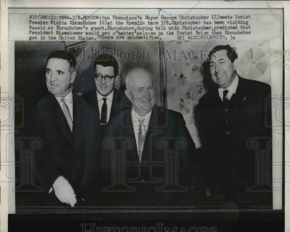 1960 San Francisco Mayor Christopher, Soviet N Khrushchev in Moscow - Historic Images