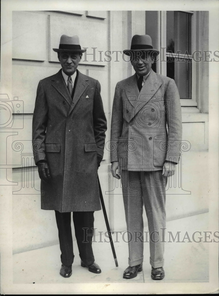 1934 US Ambassador Jesse Isidor &amp; Rexford Tugwell at Paris - Historic Images