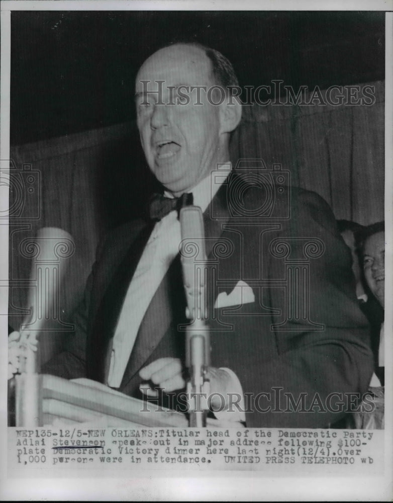 1954 Democratic Party head Adlai Stevenson at speech  - Historic Images