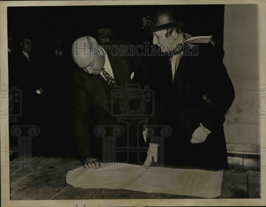 1936 Press Photo Farley, Mrs. Harriman at a meeting of Democratic Leaders of PA - Historic Images