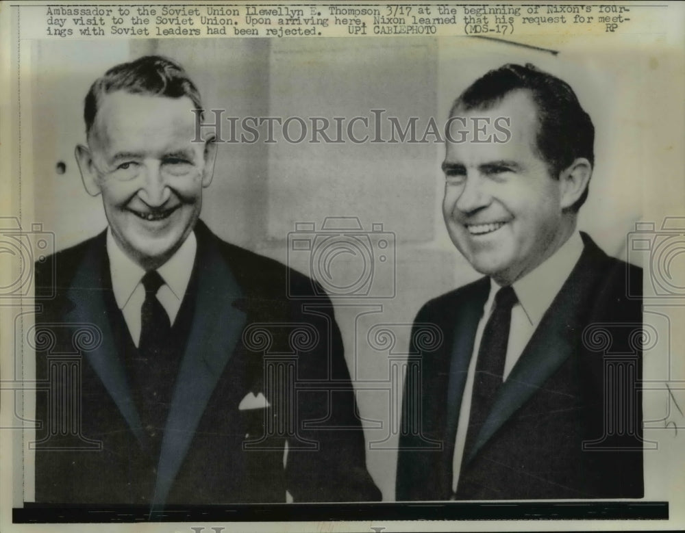 1967 Press Photo Llewellyn E. Thompson meets with Richard M. Nixon - nep04060-Historic Images