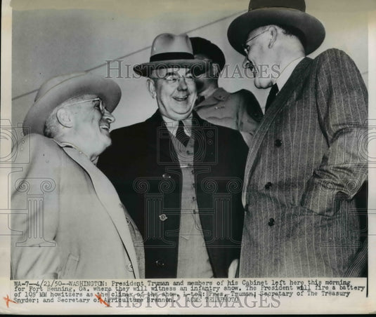 1950 Press Photo President Truman, members of his cabinet leave for Ft. Benning - Historic Images