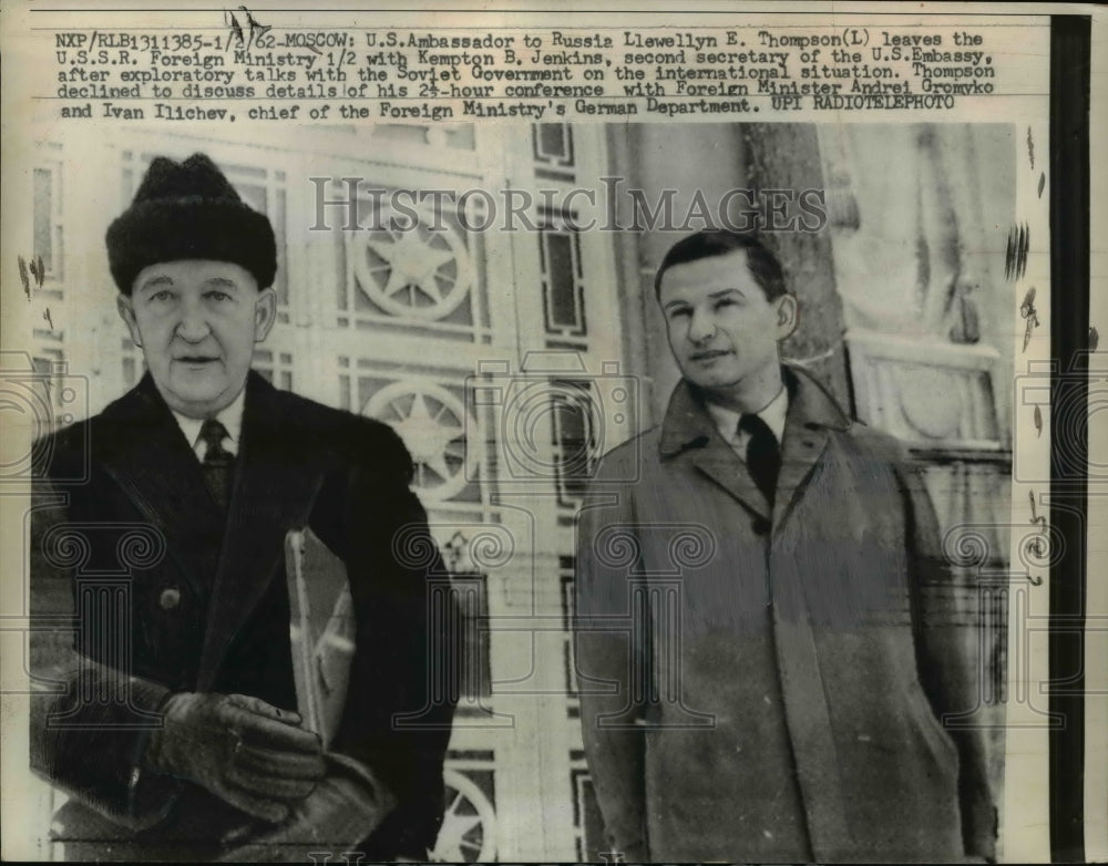 1962 Press Photo Llewellyn Thompson And Kempton Jenkins Leaves The Ministry - Historic Images