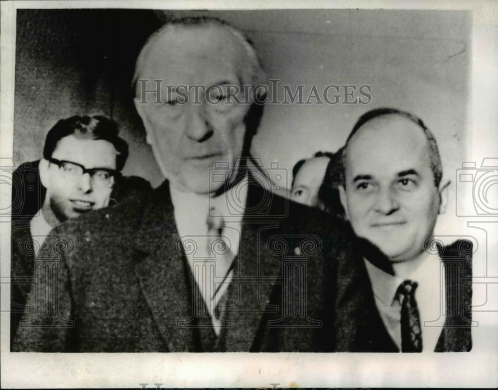 1966 Press Photo West German Chancellor Konrad Adenauer And Rainer Barzel- Historic Images