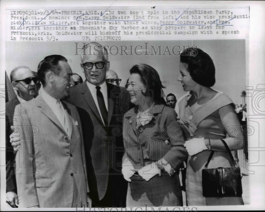 1964 Press Photo Sen. Barry Goldwater And William Miller With Their Wives - Historic Images