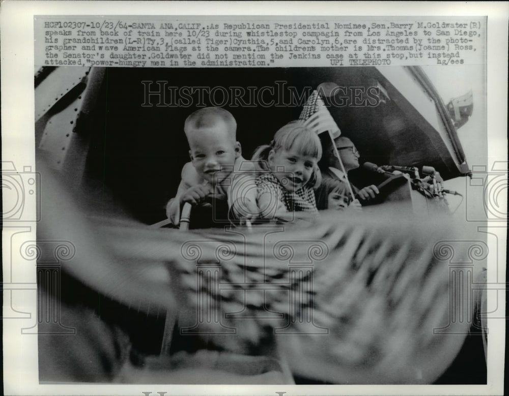 1964 Press Photo Sen. Barry Goldwater During Wistlestop Campaign - Historic Images