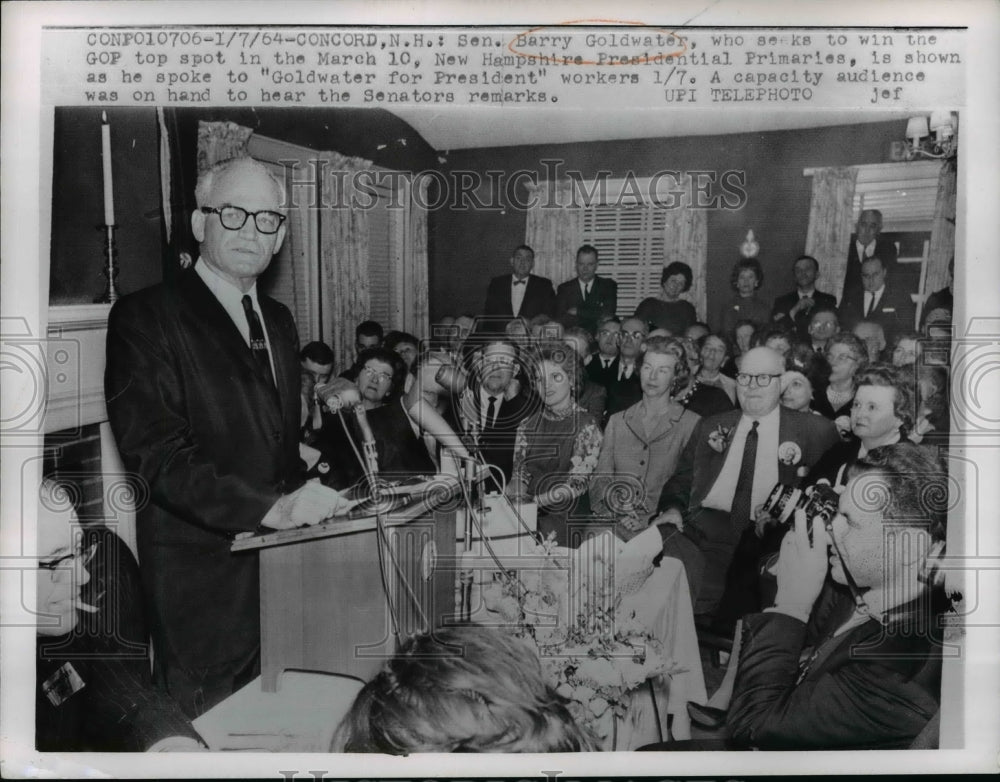 1964 Press Photo Sen. Barry Goldwater As He Spoke To The Workers - nep04639-Historic Images