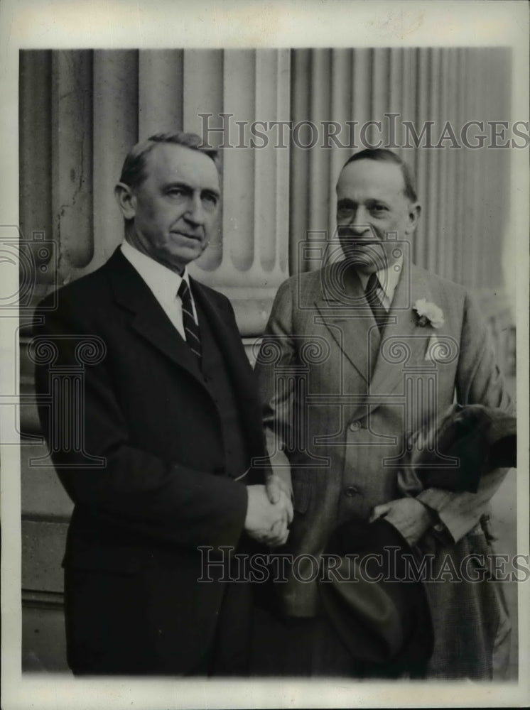 1932 Press Photo Sen. Walter George Greets John Cohen In Washington D.C.-Historic Images