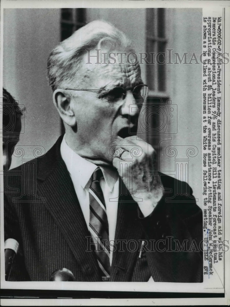 1961 Press Photo Speaker John McCormack Talked To The Newsmen At The White House-Historic Images