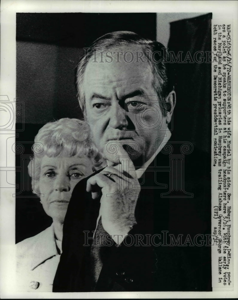 1972 Press Photo Hubert Humphrey Speaks To His Supporters At His Campaign - Historic Images
