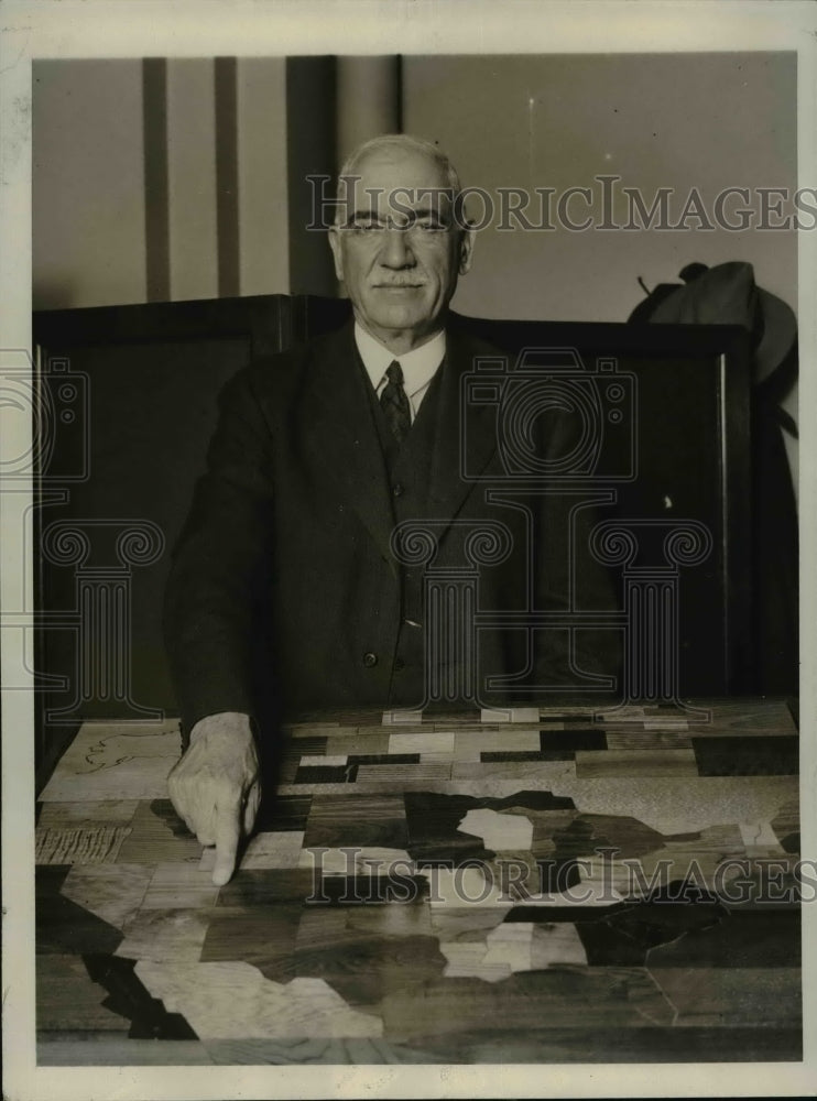 1931 Press Photo Congressman John Q. Tilson with Wooden Table from R.B. Lovelace-Historic Images