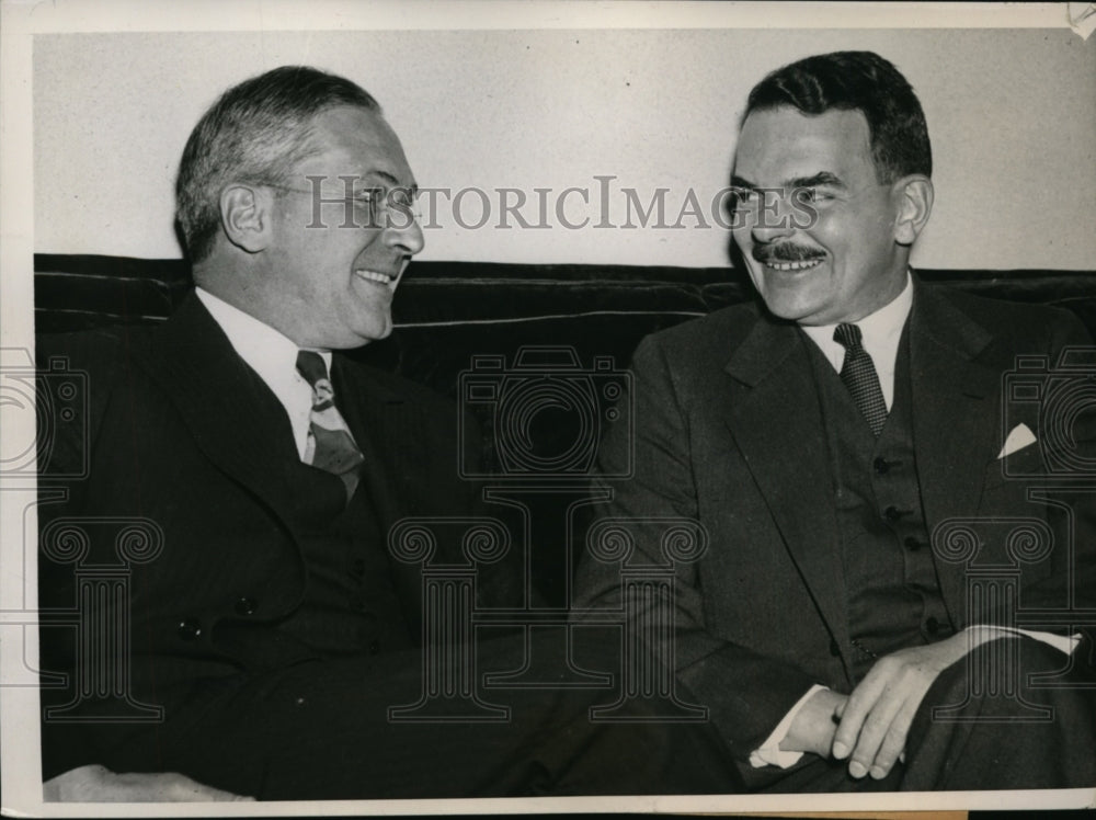 1939 Press Photo Thomas Dewey Visits w/ Leonard Reid in Chicago - Historic Images