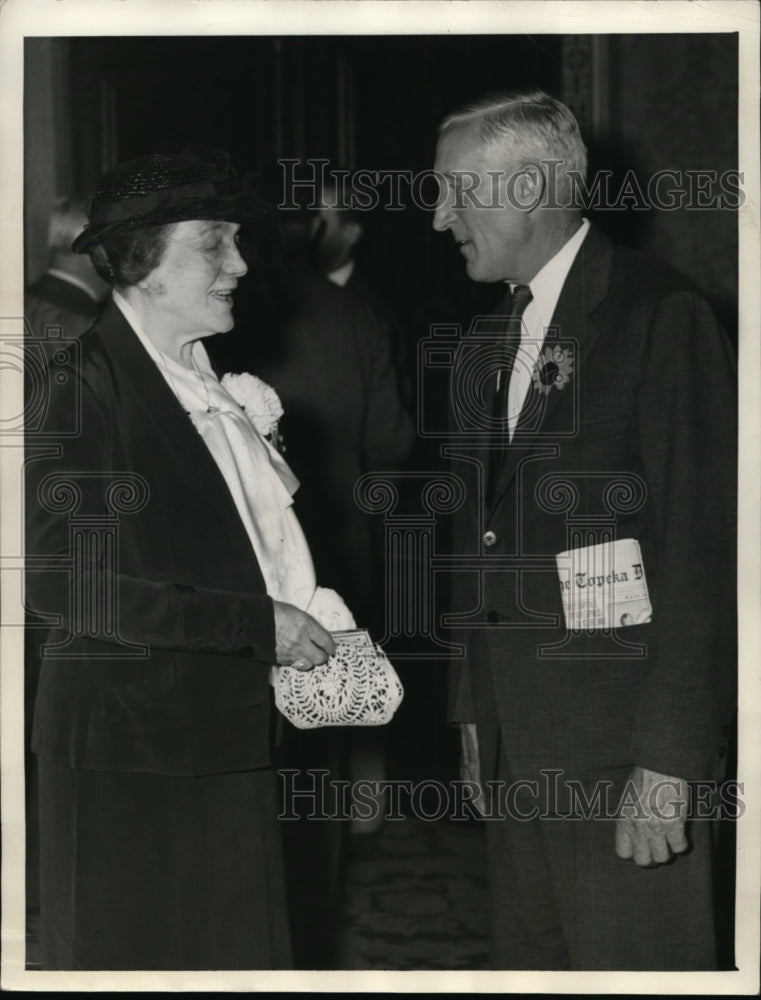 1936 Press Photo Mrs. henry Allen &amp; W.P. Lambertson at Kansas Delegation HQ - Historic Images