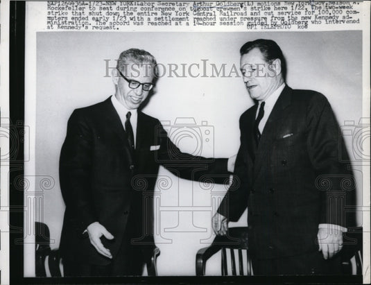 1961 Press Photo Labor Secretary Arthur Goldberg, NY Governor Nelson Rockefeller-Historic Images