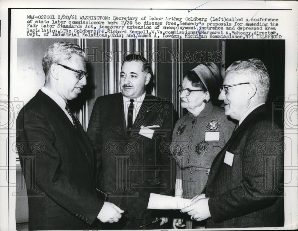 1961 Press Photo Labor Secretary Arthur Goldberg, Richard Kennell of W VA-Historic Images