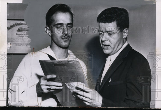 1955 Press Photo Norton P Gaston & atty Murdaugh S Madden Coast Guard in DC - Historic Images