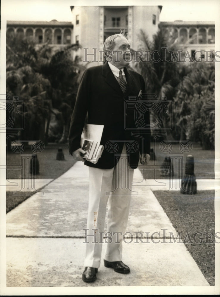 1936 Press Photo James W. Gerard at British Colonial Hotel, Nassau, Bahamas - Historic Images