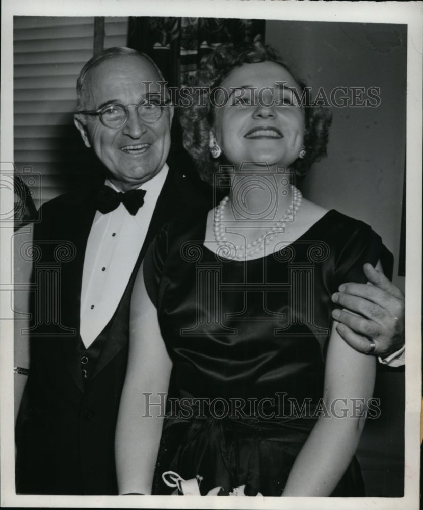 1950 Press Photo Harry S. Truman &amp; Daughter Margaret at Father-Daughter Dinner - Historic Images