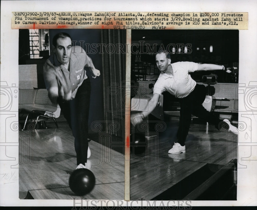 1967 Press Photo Wayne Zahn Practicing for Firestone PBA Bowling Tournament-Historic Images