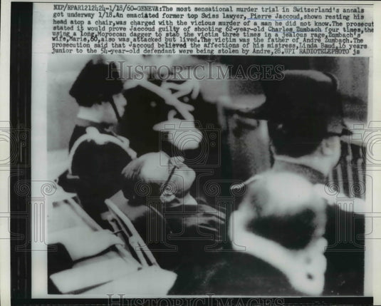 1960 Press Photo Pierre Jaccoud Charged with Murder of Charles Zumbach, Geneva - Historic Images