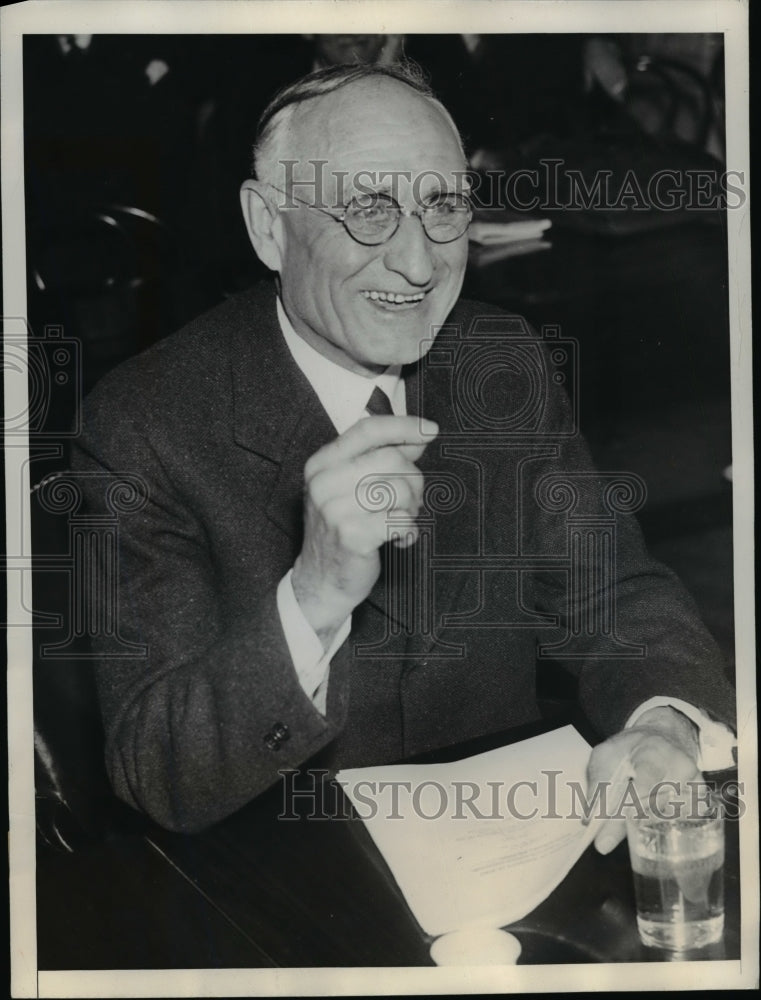 1938 Press Photo Former TVA chairman AE Morgan at DC hearing - Historic Images