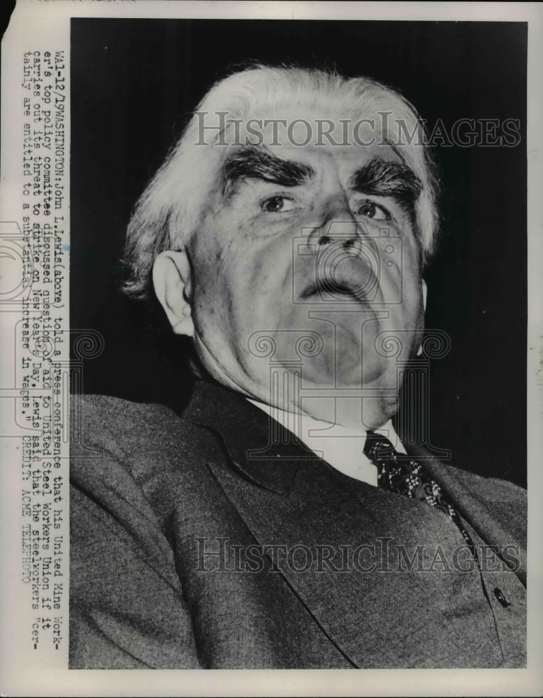 1951 Press Photo John Lewis of United Mine Workers Press Conference Steel Strike-Historic Images