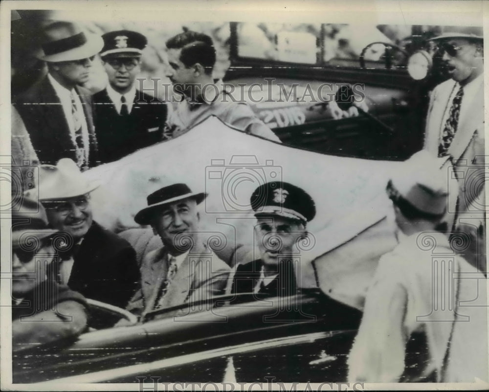 1945 Press Photo Harry Truman w James Byrnes, William Leahy @ Hitler Chancellory - Historic Images