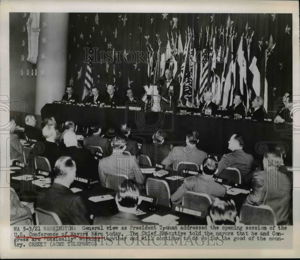 Press Photo Pres Truman Addressed Opening Session of U.S. Conference of Mayors-Historic Images