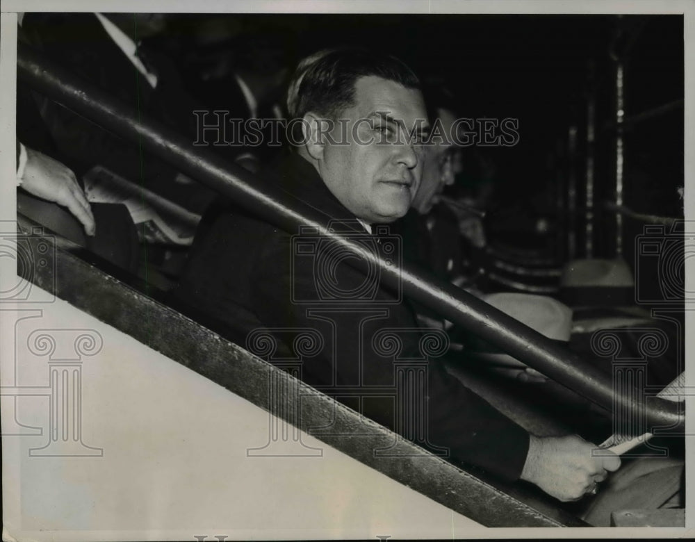 1936 Press Photo Gov Harold Hoffman of NJ Attending Opening Session of Bike Race - Historic Images