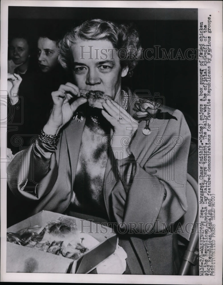 1952 Press Photo Margaret Chase Smith at Republican Lincoln Day Rally washington-Historic Images