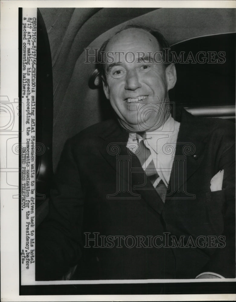 1956 Press Photo Adlai Stevenson after Accepting Democratic President Nomination - Historic Images