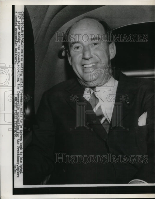 1956 Press Photo Adlai Stevenson after Accepting Democratic President Nomination - Historic Images