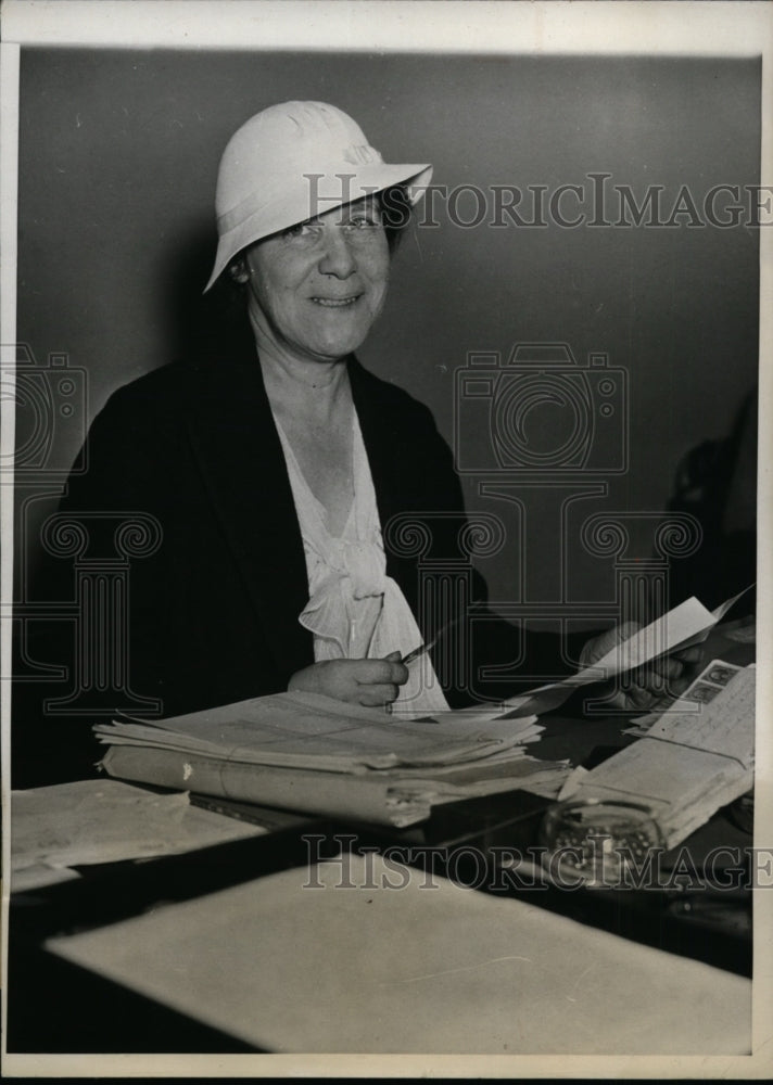 1933 Press Photo Mrs Hugh S Johnson at Her Desk in NRA Headquarters - Historic Images