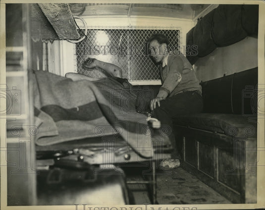 1936 Press Photo Two injured men put in an ambulance in New York City-Historic Images