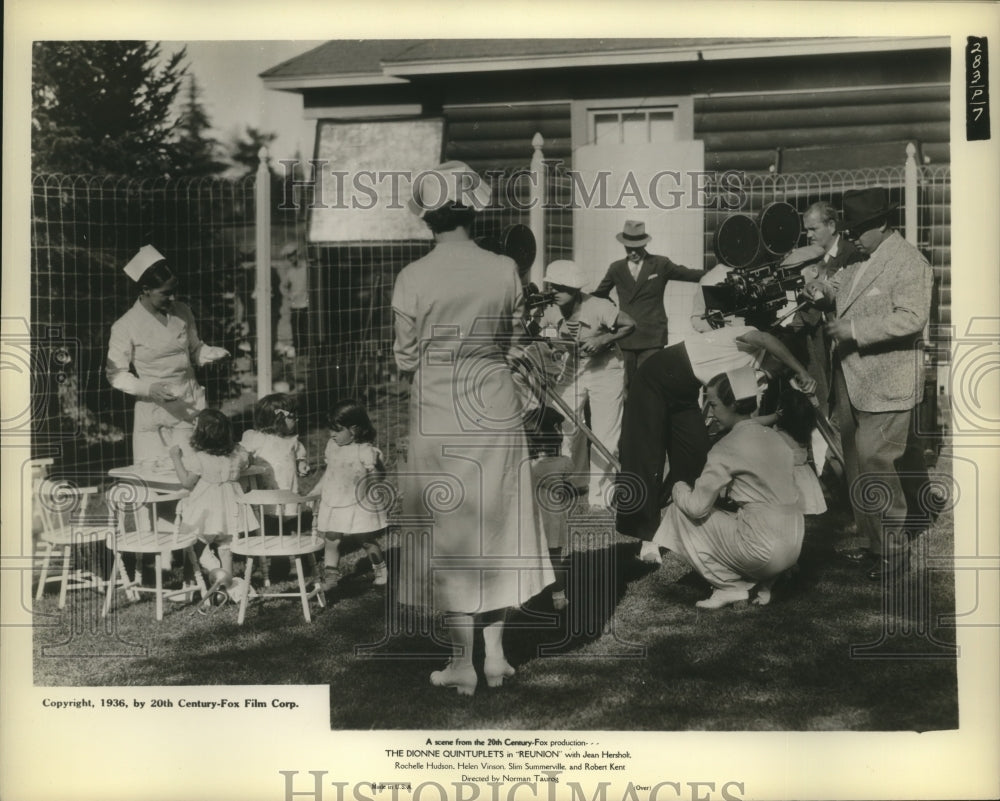 1936 Press Photo Filming taking place for film Reunion - nera10128 - Historic Images